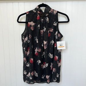 Ellen Tracy Sheer Floral Shell